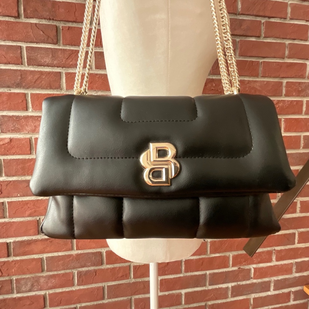 •Hugo Boss Black Leather Double Monogram Logo Crossbody Shoulder Bag NEW